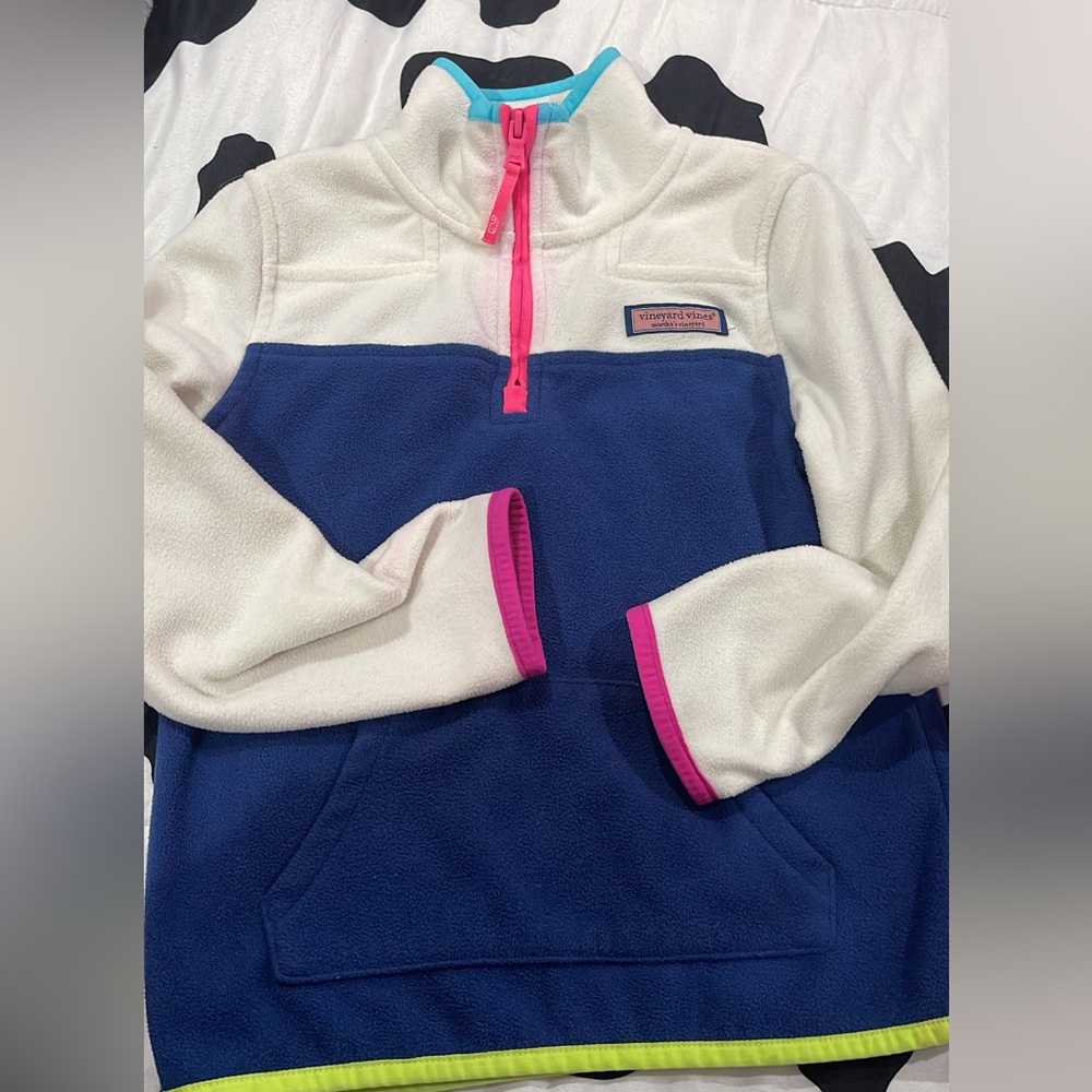 Girls vineyard vines fleece color block pullover- sz 5/6
